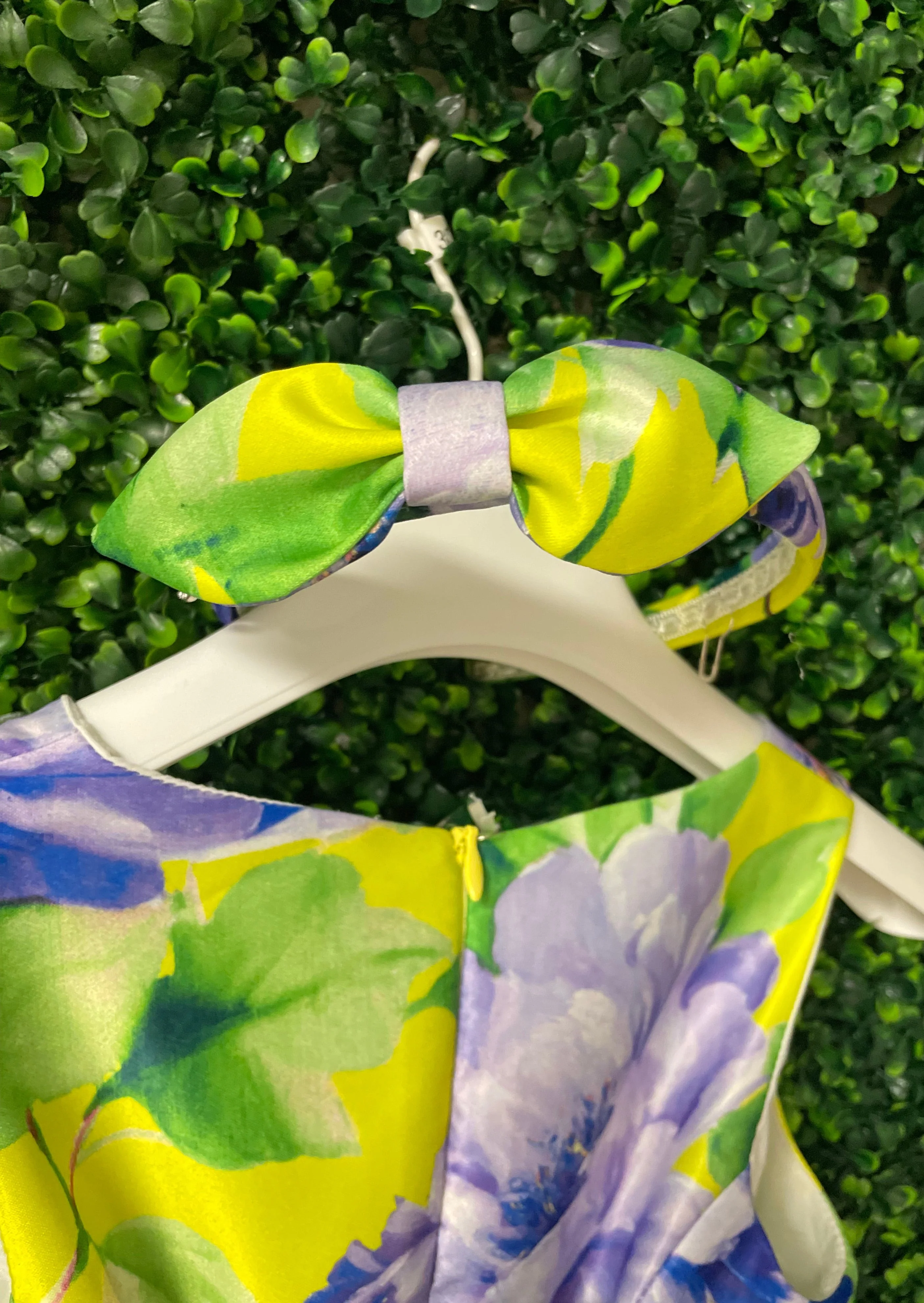 Sara's Exclusive! Michelina Bimbi Yellow and Lavender Floral Party Dress Made In Italy - Image 6