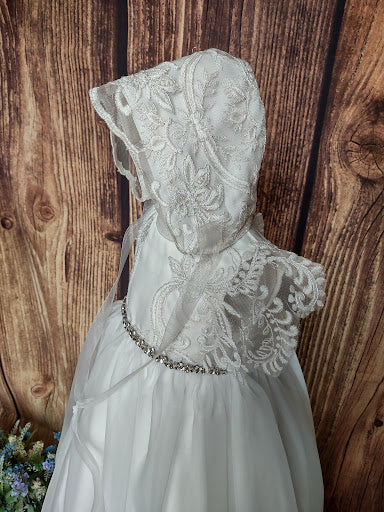 Nan & Jan Girls’ Christening Gown with Embroidered Applique Sleeve - Image 7