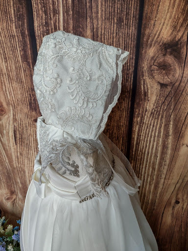 Nan & Jan Girls’ Christening Gown with Embroidered Applique Sleeve - Image 8