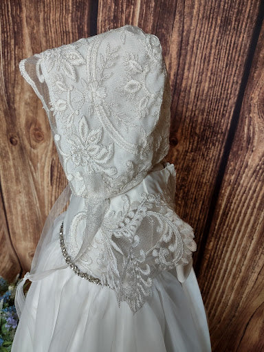 Nan & Jan Girls’ Christening Gown with Embroidered Applique Sleeve - Image 9