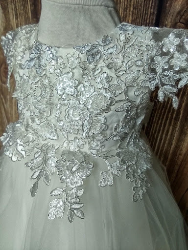 Nan & Jan Girls’ Christening Gown with Embroidered Bodice - Image 4