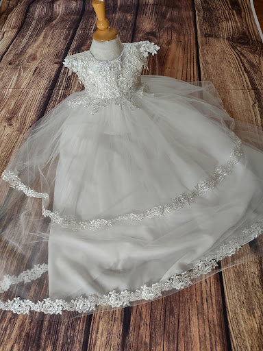 Nan & Jan Girls’ Christening Gown with Embroidered Bodice - Image 9