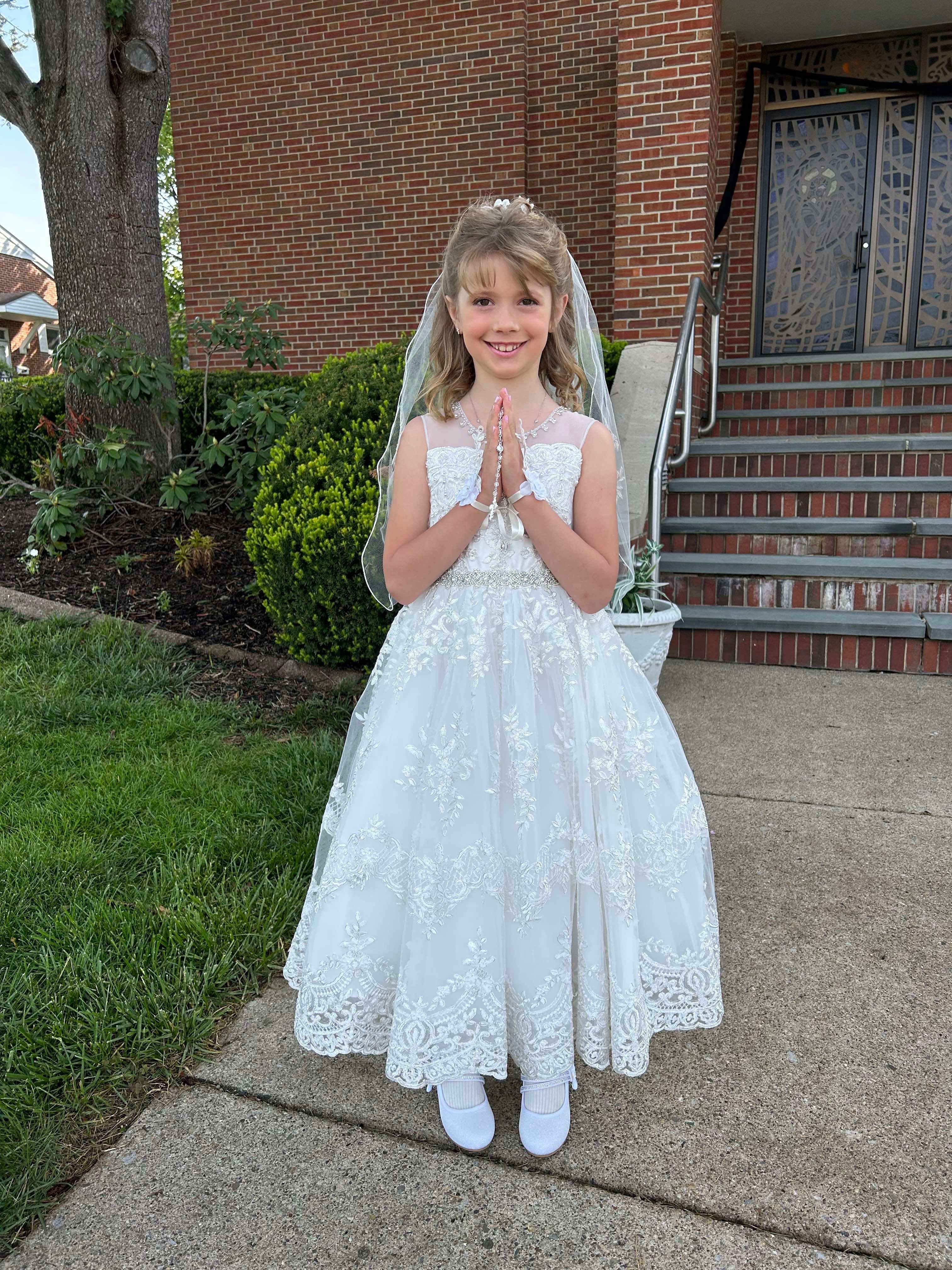 Princess Daliana Girls’ Metallic Lace and Rhinestone Gown - Z23120 - Image 6