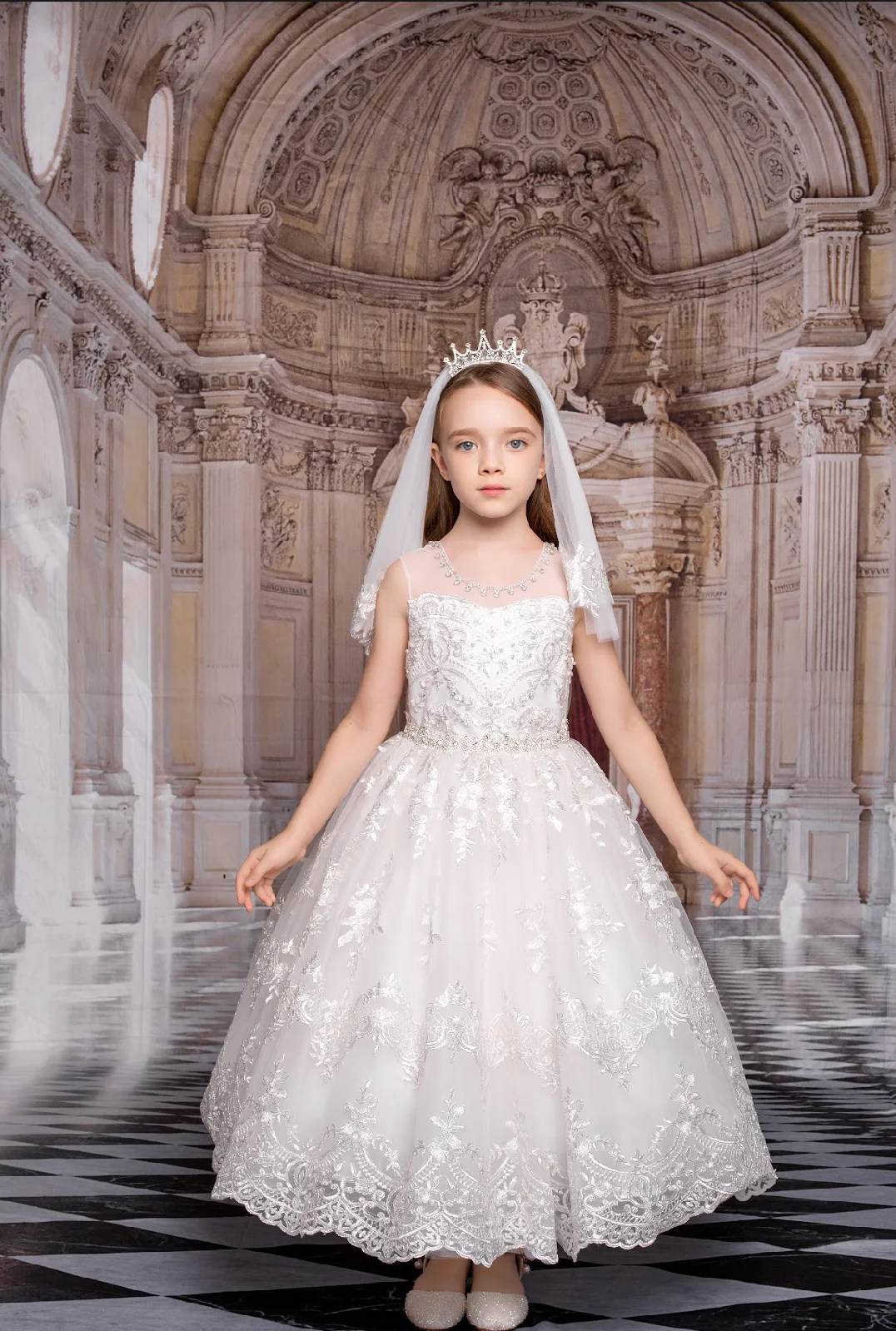 Princess Daliana Girls’ Metallic Lace and Rhinestone Gown - Z23120 - Image 7
