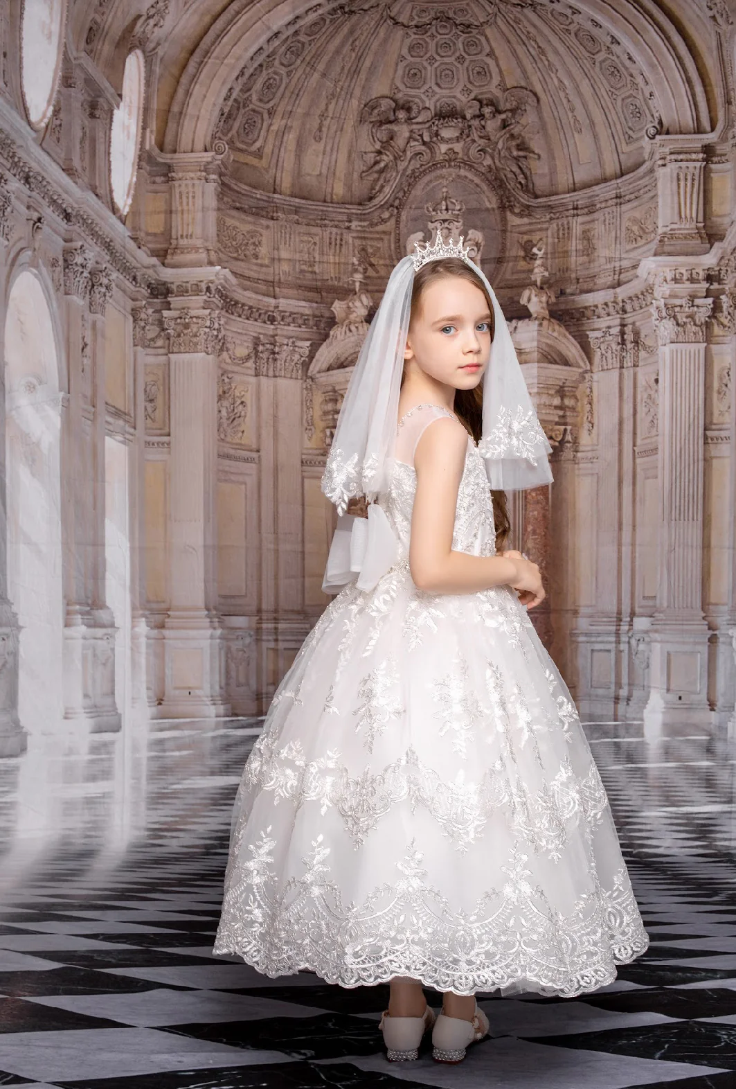 Princess Daliana Girls’ Metallic Lace and Rhinestone Gown - Z23120 - Image 8