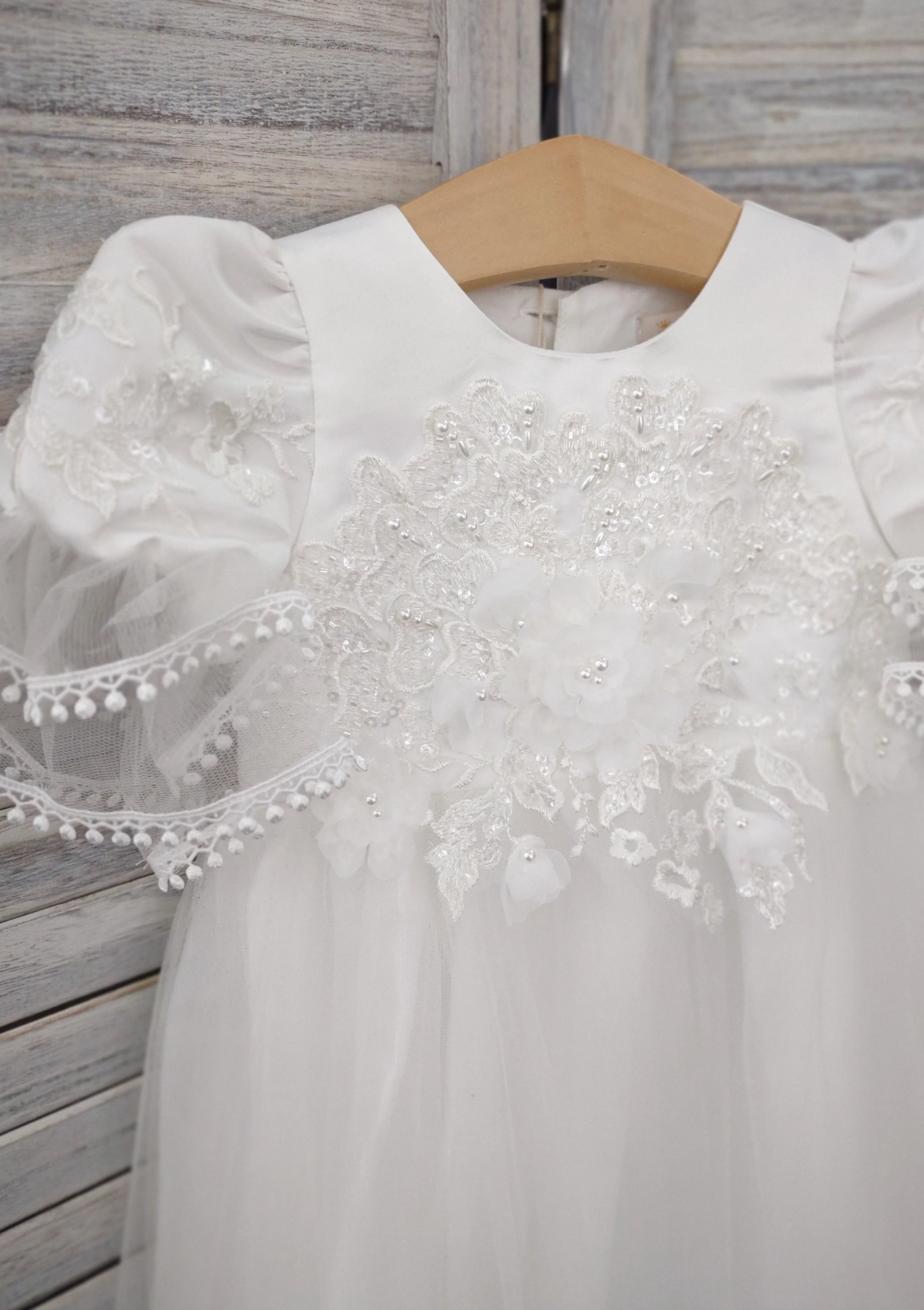 Princess Daliana Christening Dress with Rosettes and Ruffle Sleeves ESP2002 1 - Image 3