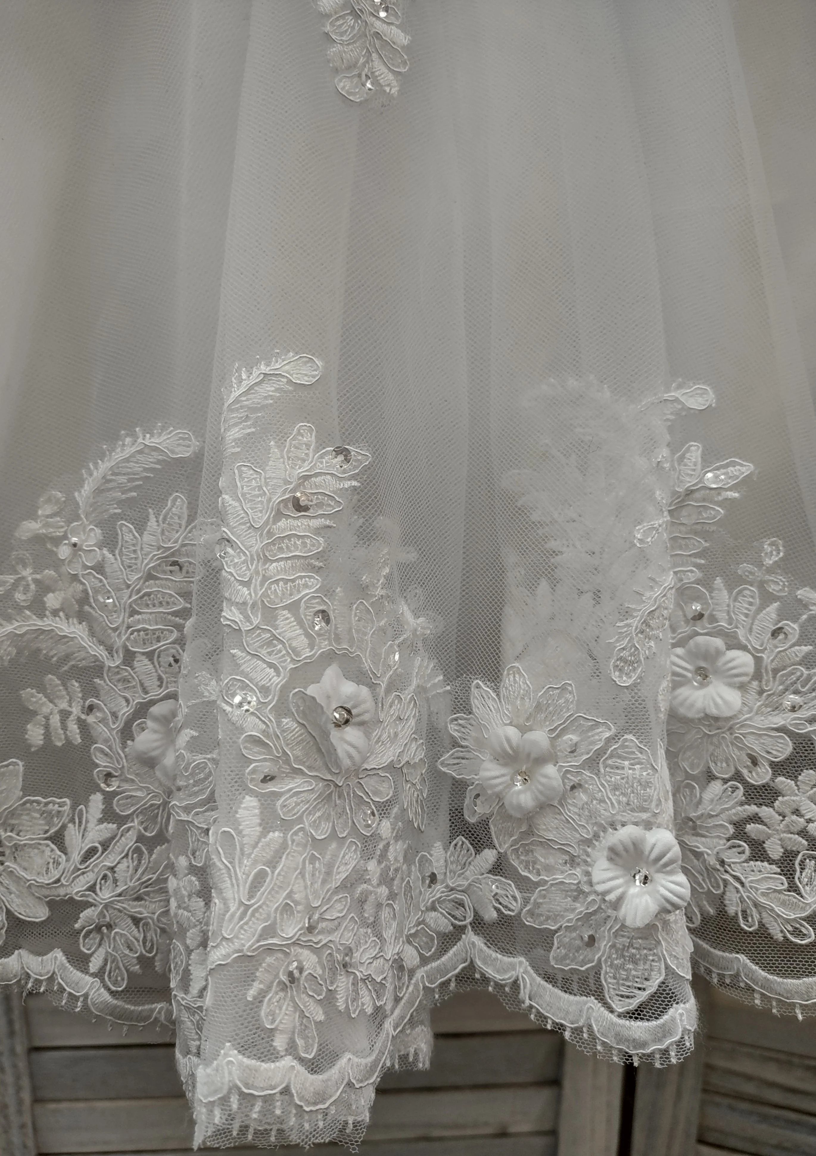 Joan Calabrese White Tea Length Lace Hem Dress 119377 - Image 4