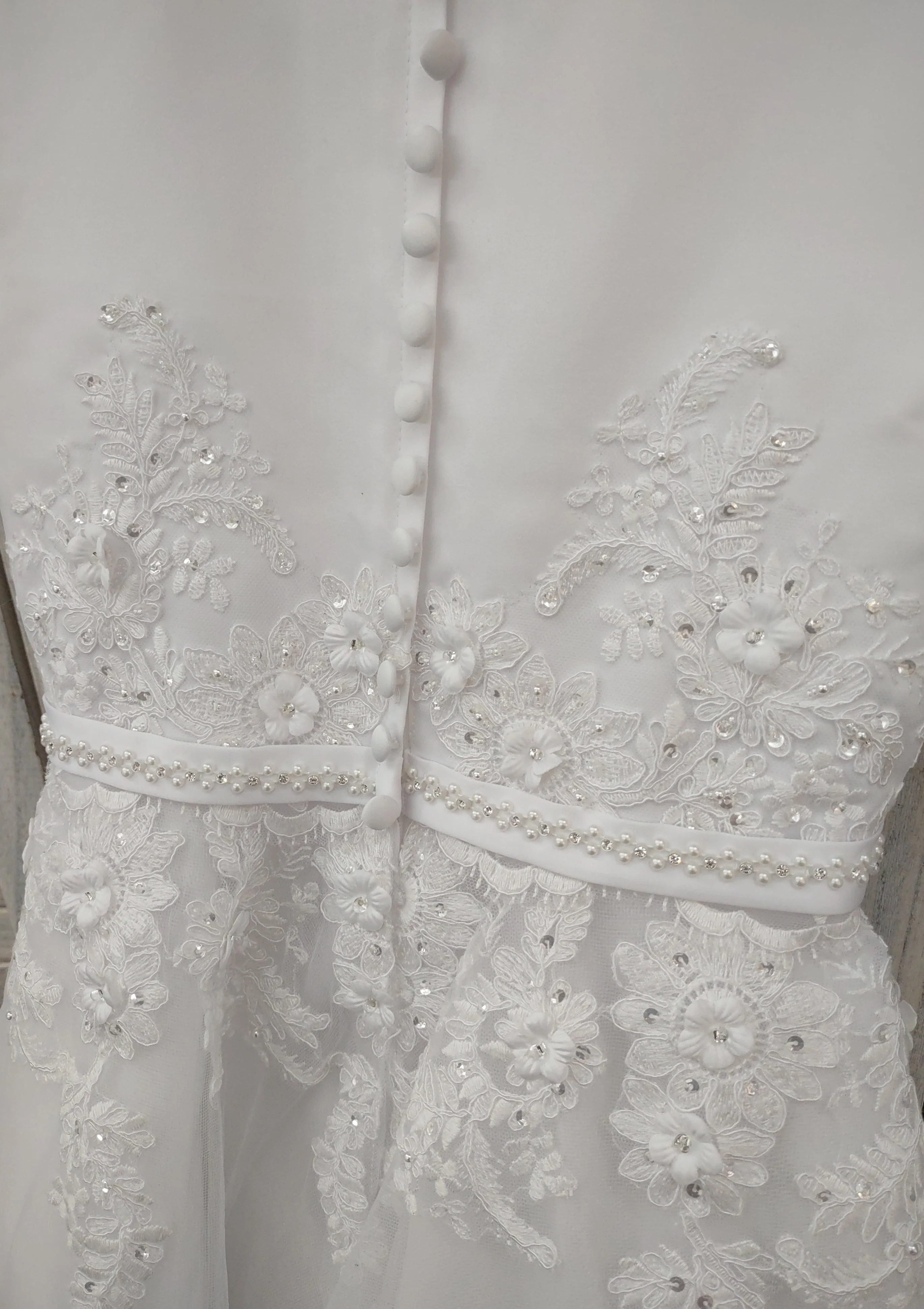 Joan Calabrese White Tea Length Lace Hem Dress 119377 - Image 5