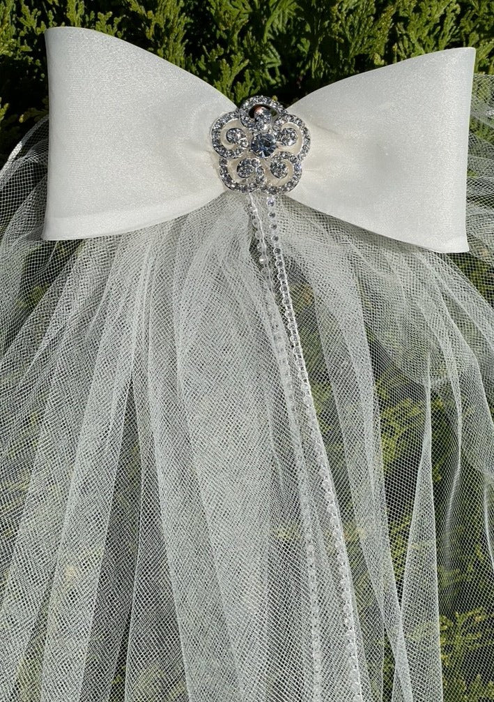Nan & Jan Organza Bow Veil with Rhinestone Strips - Image 3