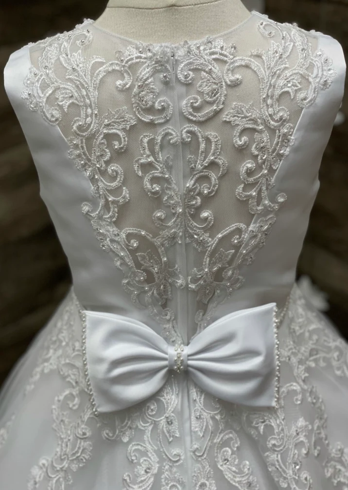 Sweetie Pie Scroll Lace Tulle Gown with Circular Skirt and Stunning Back- 4053 - Image 5