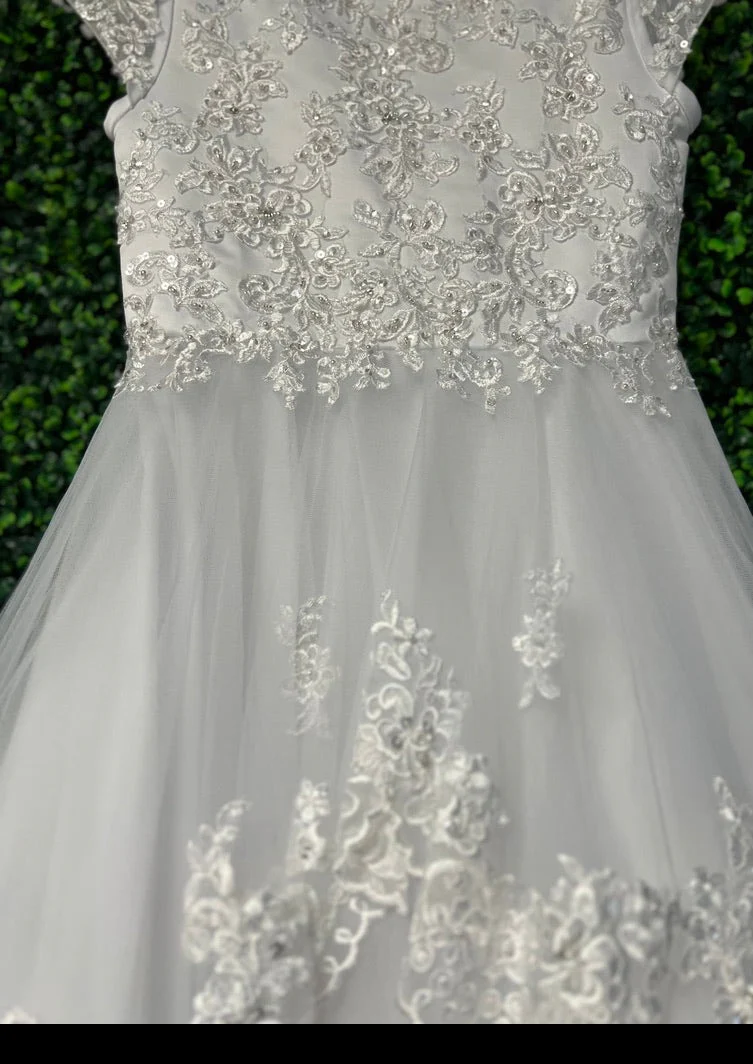 Sweetie Pie Short Sleeve Gown with Scalloped Lace and Tulle Long Dress 4022 - Image 4