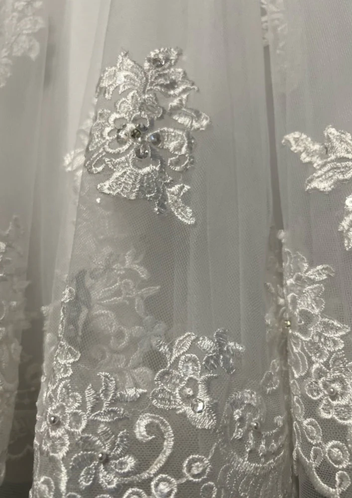 Sweetie Pie Short Sleeve Gown with Scalloped Lace and Tulle Long Dress 4022 - Image 6