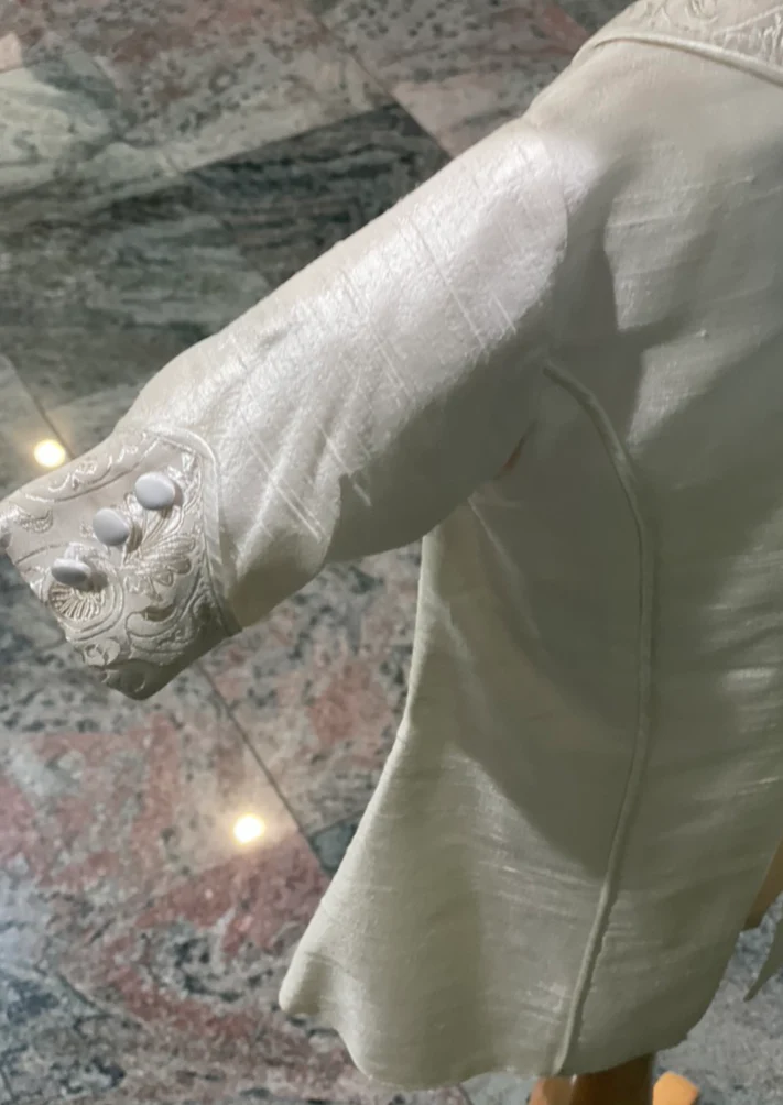 Piccolo Bacio Boys' Textured Silk Boys Baptism Outfit with Gold Jacquard Aldo - Image 3